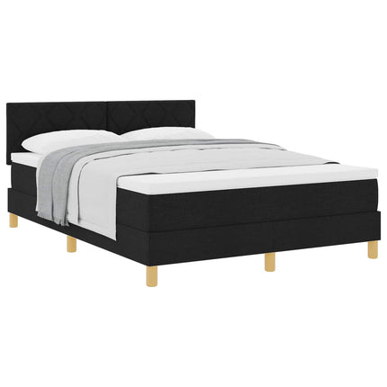 Box spring seng med pude med hovedgærde Sort 140 x 200 cm Stof