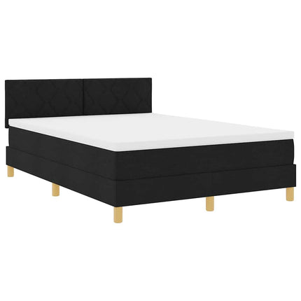 Box spring seng med pude med hovedgærde Sort 140 x 200 cm Stof