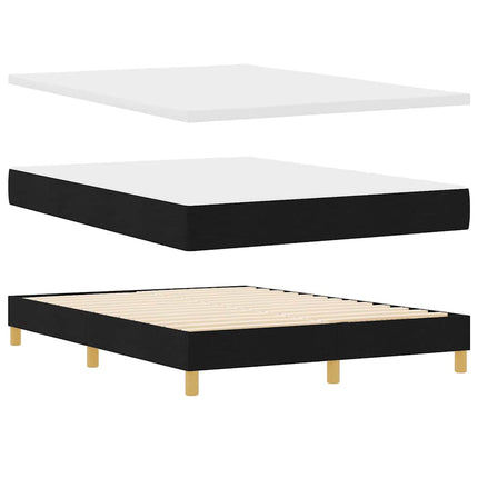 Box spring seng med pude med hovedgærde Sort 140 x 200 cm Stof