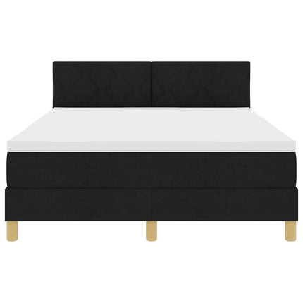 Box spring seng med pude med hovedgærde Sort 140 x 200 cm Stof