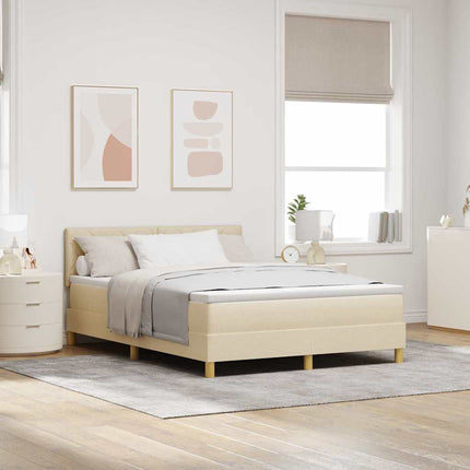 Box spring seng med pude med hovedgærde Creme 160 x 200 cm Stof
