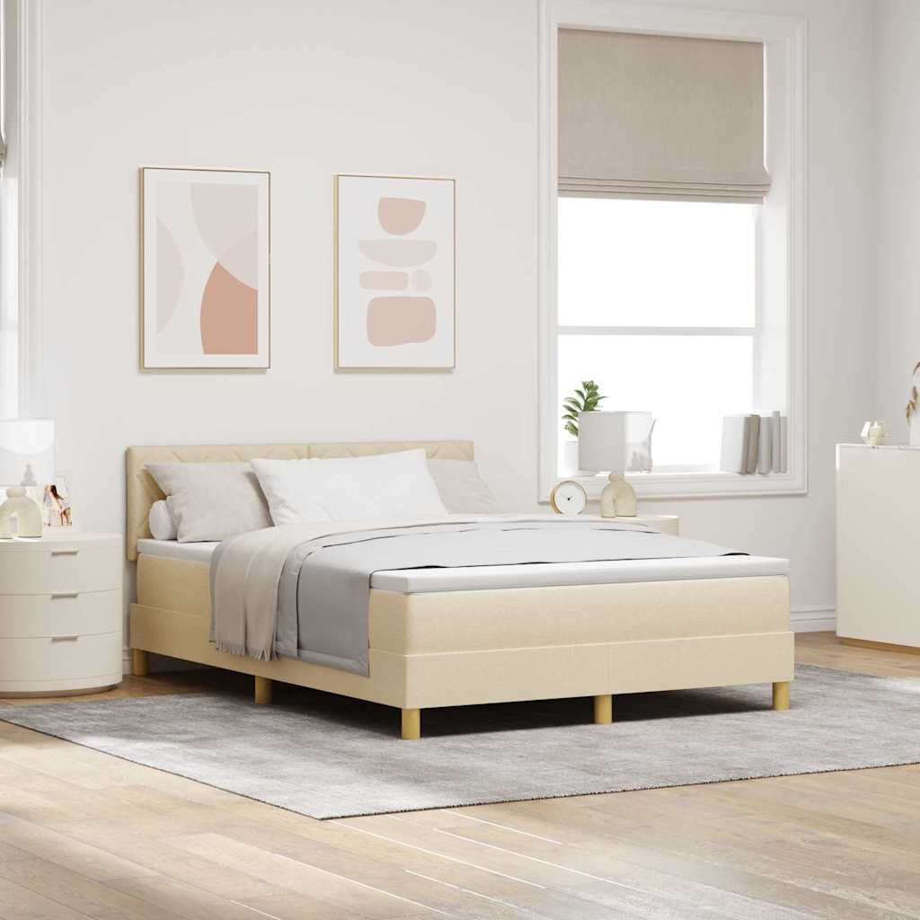 Box spring seng med pude med hovedgrde Creme 160 x 200 cm Stof