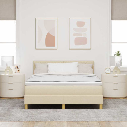 Box spring seng med pude med hovedgærde Creme 160 x 200 cm Stof