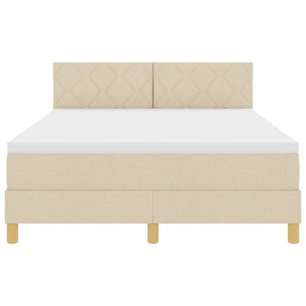 Box spring seng med pude med hovedgærde Creme 160 x 200 cm Stof