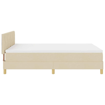 Box spring seng med pude med hovedgærde Creme 160 x 200 cm Stof