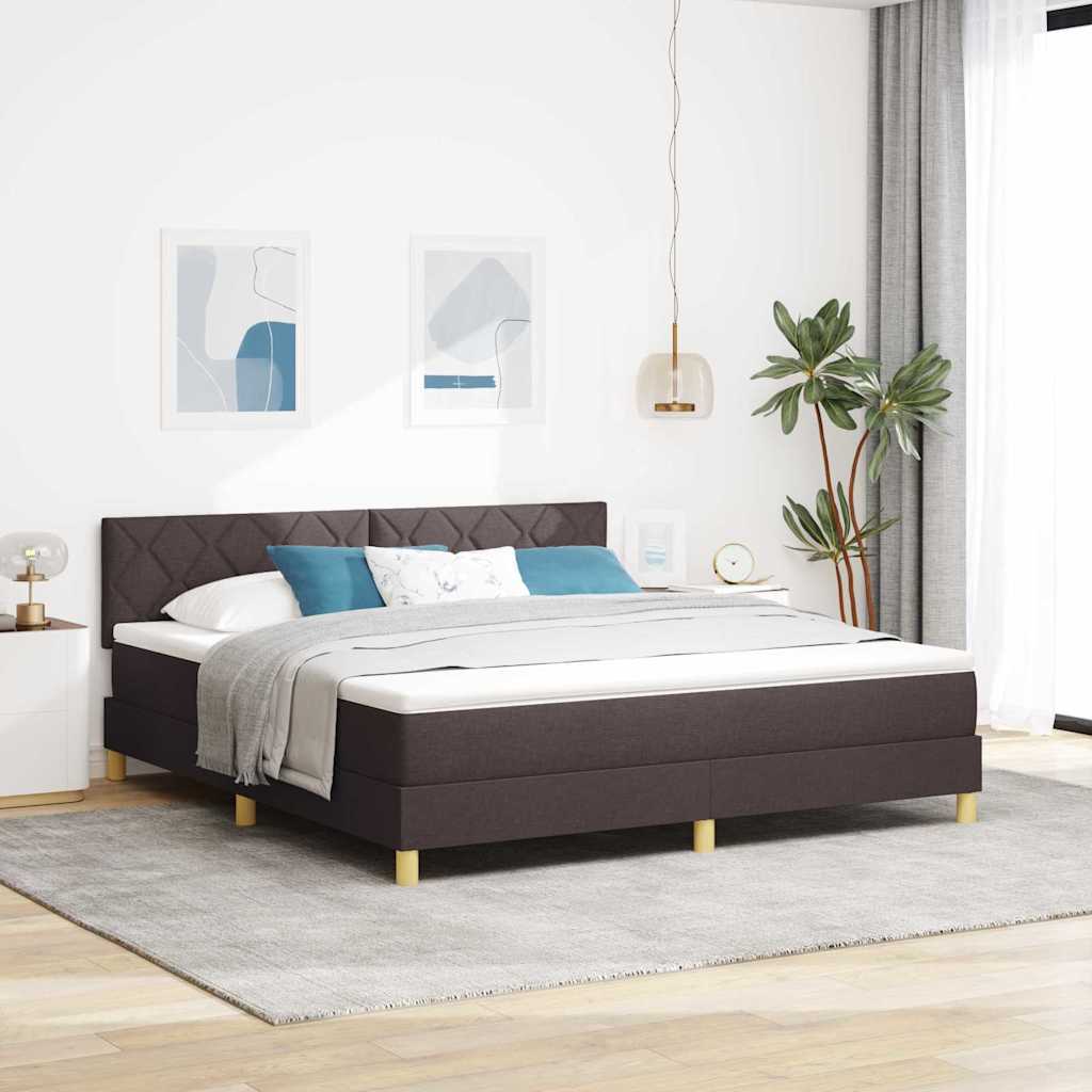 Box spring seng med pude Mrk Brun 180 x 200 cm Stof