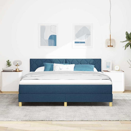 Box spring seng med pude med hovedgærde Blå 180 x 200 cm Stof