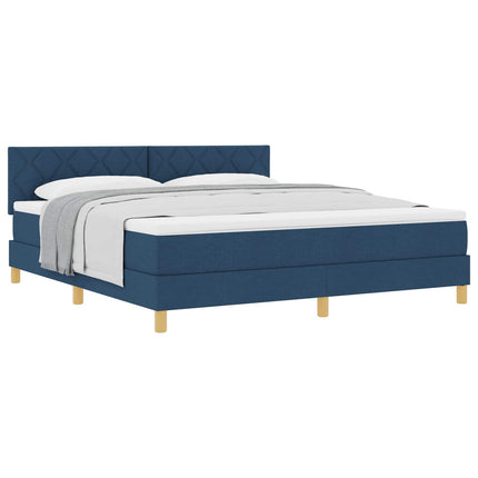 Box spring seng med pude med hovedgærde Blå 180 x 200 cm Stof