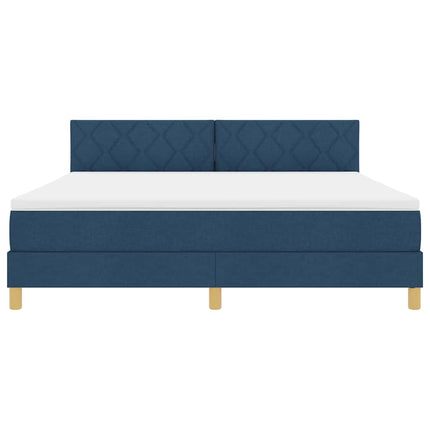 Box spring seng med pude med hovedgærde Blå 180 x 200 cm Stof