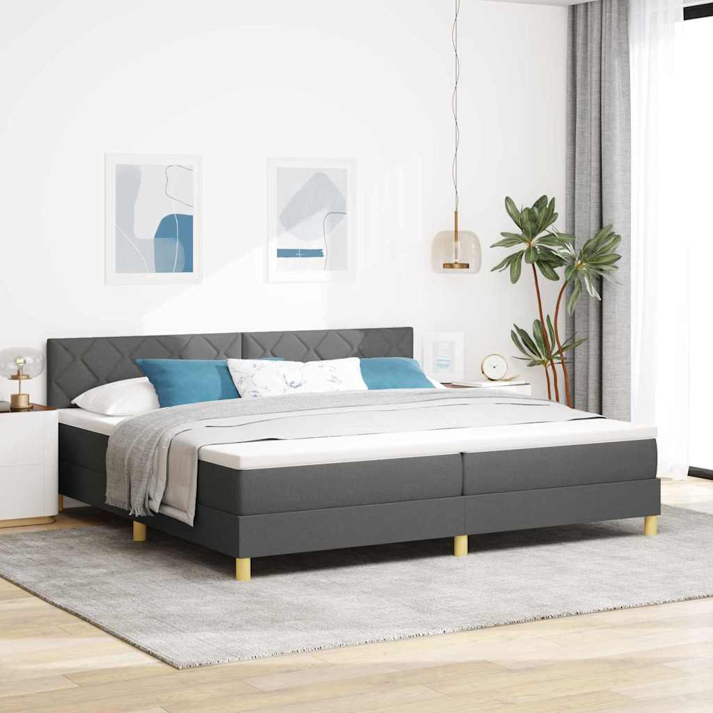 Box spring seng med pude Mrkegr 200 x 200 cm Stof