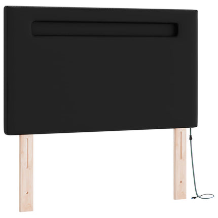 Box spring seng med LED-lysstrimler Sort 90 x 190 cm Kunstlæder