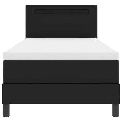 Box spring seng med LED-lysstrimler Sort 90 x 190 cm Kunstlæder