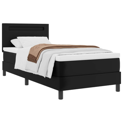 Box spring seng med LED-lysstrimler Sort 90 x 190 cm Kunstlæder