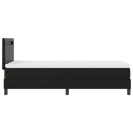 Box spring seng med LED-lysstrimler Sort 90 x 190 cm Kunstlæder