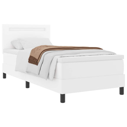 Box spring seng med madras Hvid 90 x 200 cm Kunstlæder