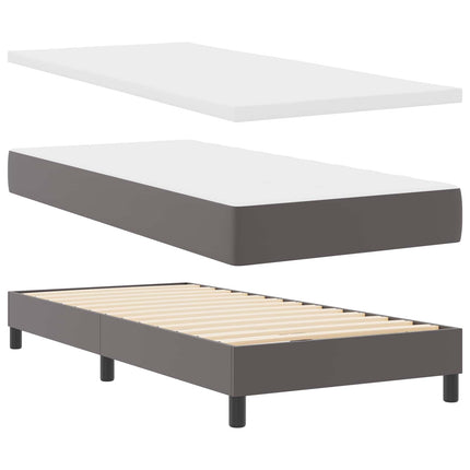 Box spring seng med madras Grå 100 x 200 cm Kunstlæder