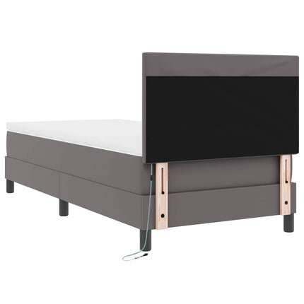 Box spring seng med madras Grå 100 x 200 cm Kunstlæder