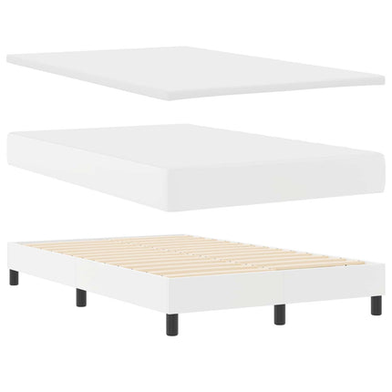 Box spring seng med hovedgærde Hvid 120 x 200 cm Kunstlæder