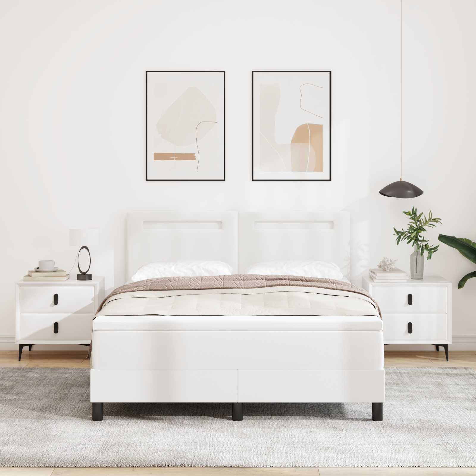 Box spring seng med madras Hvid 140 x 190 cm Kunstlder