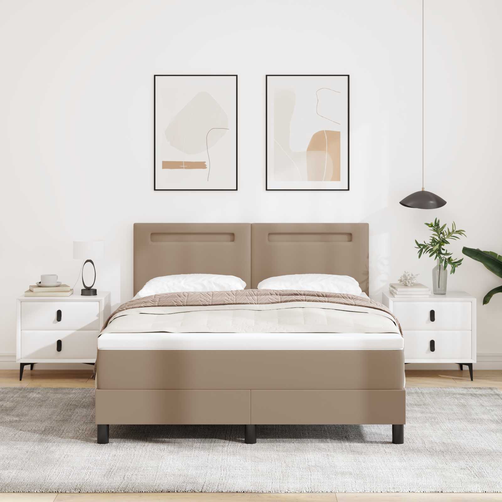 Box spring seng med madras Cappuccino 140 x 190 cm Kunstlder