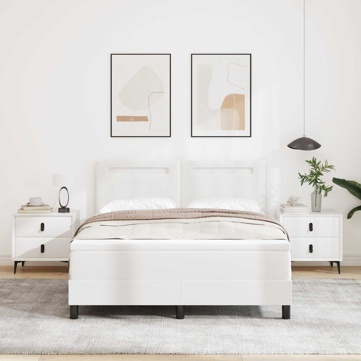 Box spring seng med madras Hvid 140 x 200 cm Kunstlder
