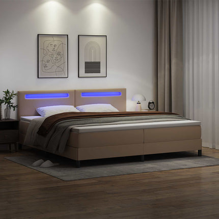 Box spring seng Cappuccino 200 x 200 cm Kunstlæder