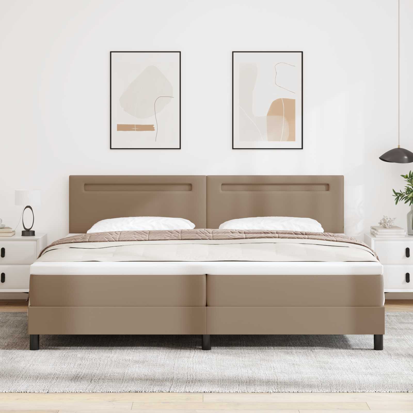 Box Spring Seng Med Madras Cappuccino 200 X 200 Cm Kunstlæder - Vidaxl