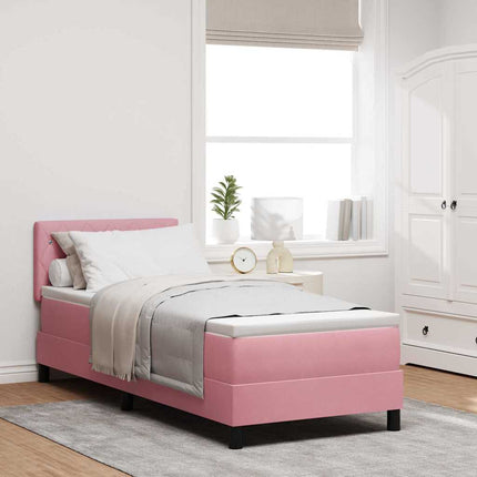 Box spring seng med madras Lyserød 80 x 200 cm Fløjl