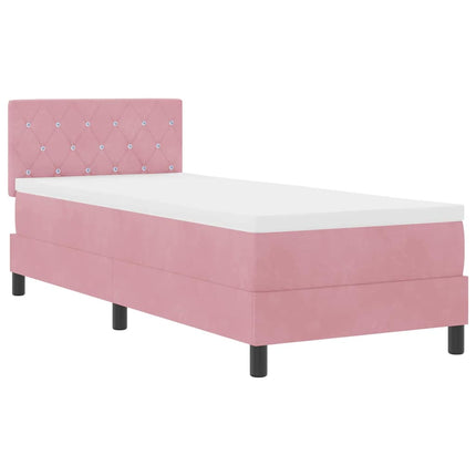 Box spring seng med madras Lyserød 80 x 200 cm Fløjl