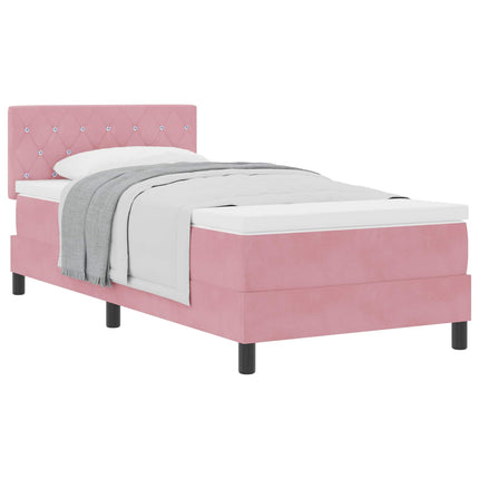Box spring seng med madras Lyserød 90 x 200 cm Fløjl