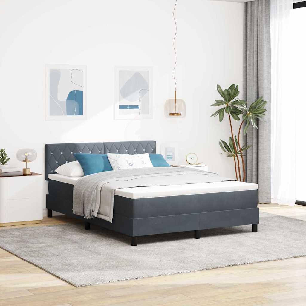 vidaXL Box spring seng med madras Mørkegrå 140 x 190 cm Fløjl
