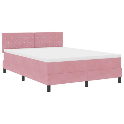 Box spring seng med madras Lyserød 140 x 190 cm Fløjl