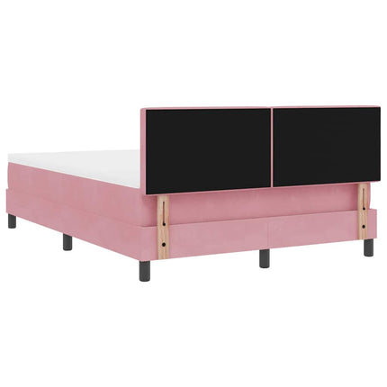 Box spring seng med madras Lyserød 140 x 190 cm Fløjl