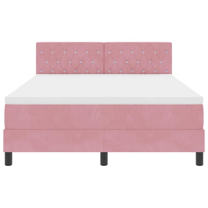 Box spring seng med madras Lyserød 140 x 190 cm Fløjl