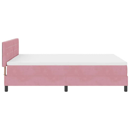 Box spring seng med madras Lyserød 140 x 190 cm Fløjl