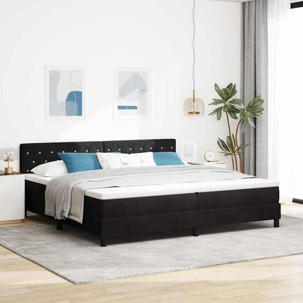 Box spring seng med madras Sort 200 x 200 cm Fløjl