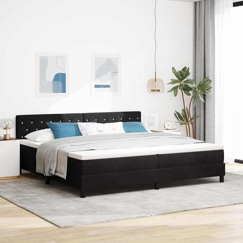 Box spring seng med madras Sort 200 x 200 cm Fljl