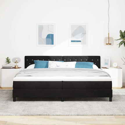 Box spring seng med madras Sort 200 x 200 cm Fløjl
