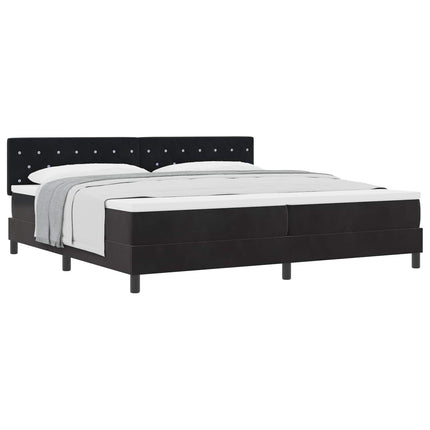 Box spring seng med madras Sort 200 x 200 cm Fløjl