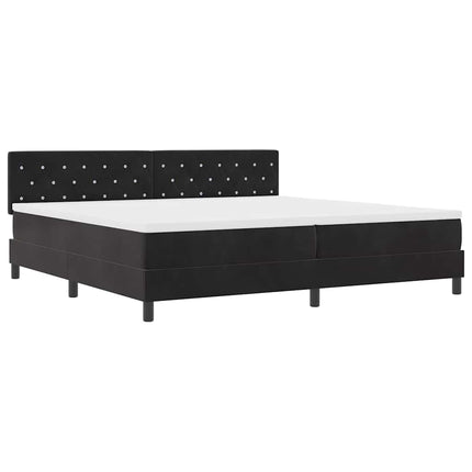 Box spring seng med madras Sort 200 x 200 cm Fløjl
