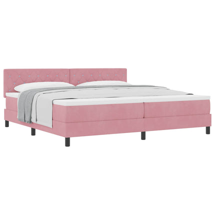 Box spring seng med madras Lyserød 200 x 200 cm Fløjl