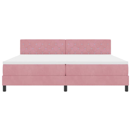 Box spring seng med madras Lyserød 200 x 200 cm Fløjl