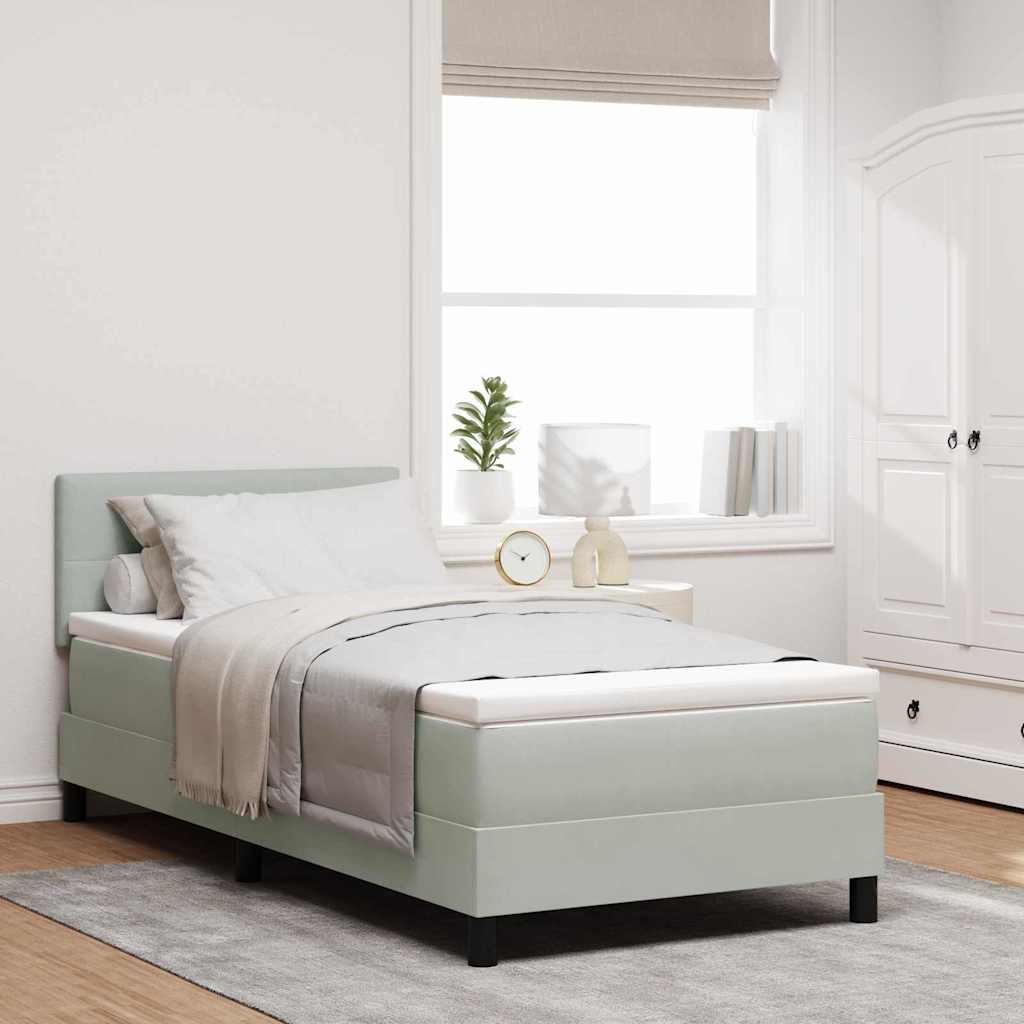 Box spring seng med hovedgrde Lysegr 80 x 200 cm Fljl