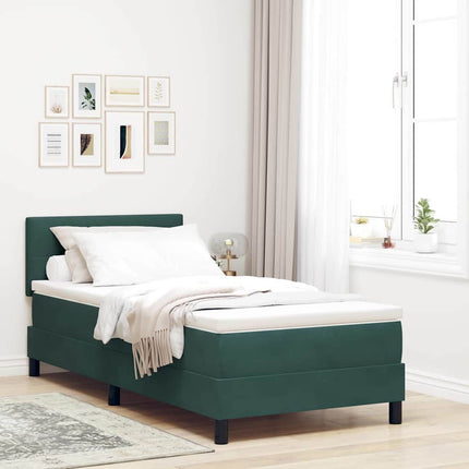 Box spring seng med hovedgærde Mørkegrøn 80 x 200 cm Fløjl
