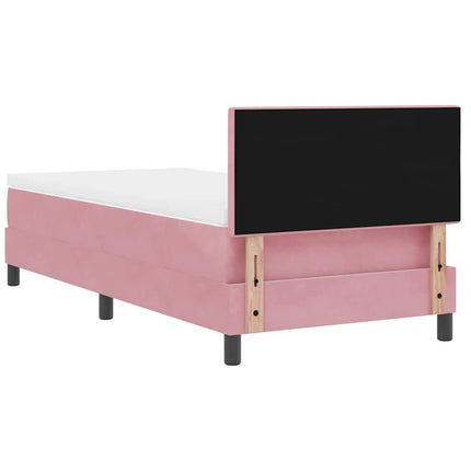 Box spring seng med hovedgærde Lyserød 90 x 190 cm Fløjl
