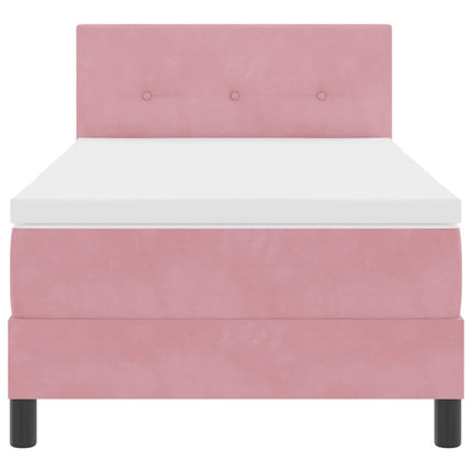 Box spring seng med hovedgærde Lyserød 90 x 190 cm Fløjl