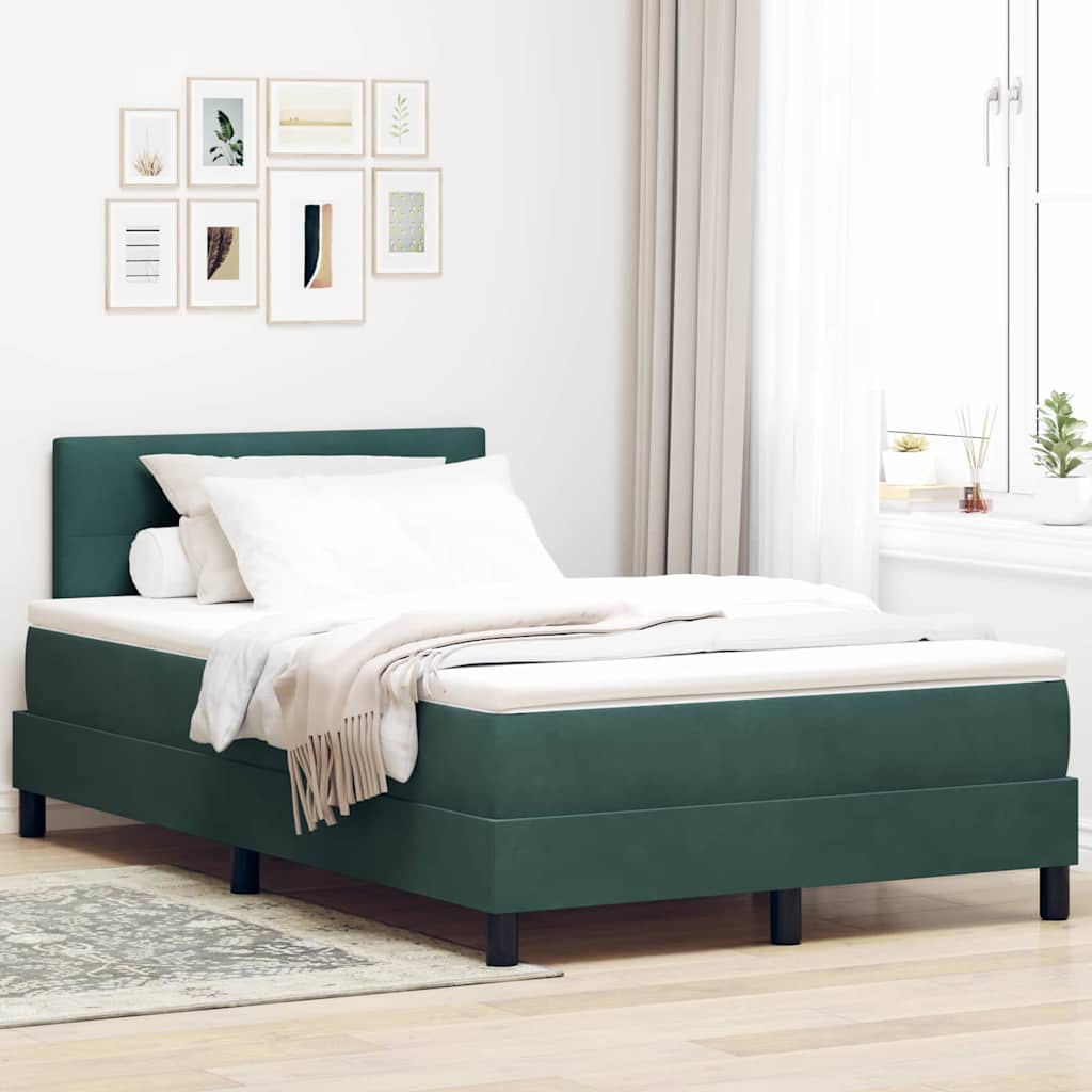 Box spring seng med hovedgrde Mrkegrn 120 x 190 cm Fljl