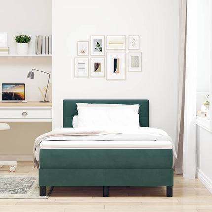 Box spring seng med hovedgærde Mørkegrøn 120 x 190 cm Fløjl