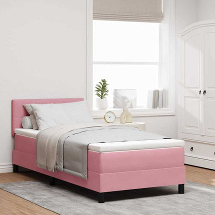 Box spring seng med hovedgærde Lyserød 120 x 200 cm Fløjl