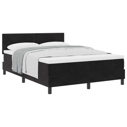 Box spring seng med hovedgærde Sort 160 x 200 cm Fløjl
